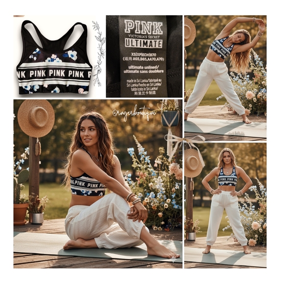 🌿PINK Victoria's Secret Ultimate Unlined Floral Athletic Bra - XS - Picture 8 of 10